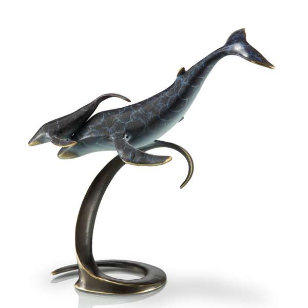 Whale Pair on Wave By SPI Home | Sculptures | Modishstore
