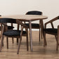baxton studio wendy mid century modern black fabric and walnut medium brown wood finishing dining set | Modish Furniture Store-6