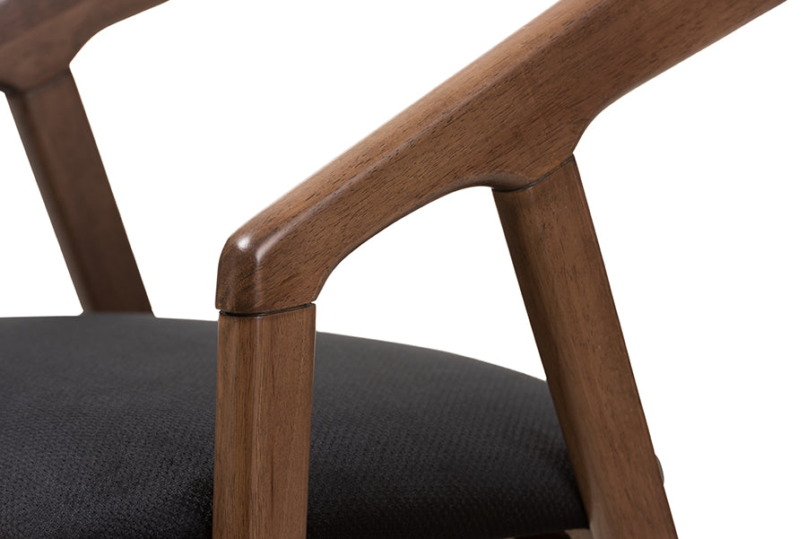 Baxton Studio Wendy Mid-Century Modern Black Velvet and Walnut Medium Brown Wood Finishing Dining Chair (Set of 2) | Dining Chairs | Modishstore - 6