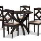 baxton studio quinlan modern and contemporary sand fabric upholstered and dark brown finished wood 5 piece dining set | Modish Furniture Store-2