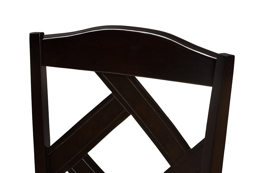 Baxton Studio Ruth Modern and Contemporary Beige Fabric Upholstered and Dark Brown Finished 5-Piece Dining Set | Dining Sets | Modishstore - 5