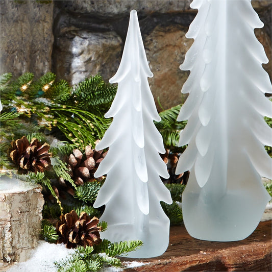 Two's Company Frosted Art Glass Tree Set of 2