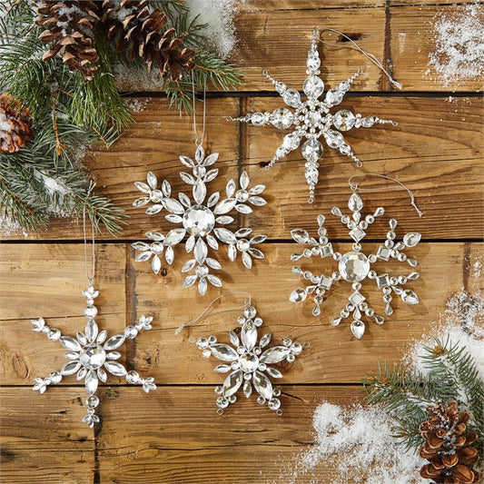 Two's Company Set Of 5 Snowflake Ornament