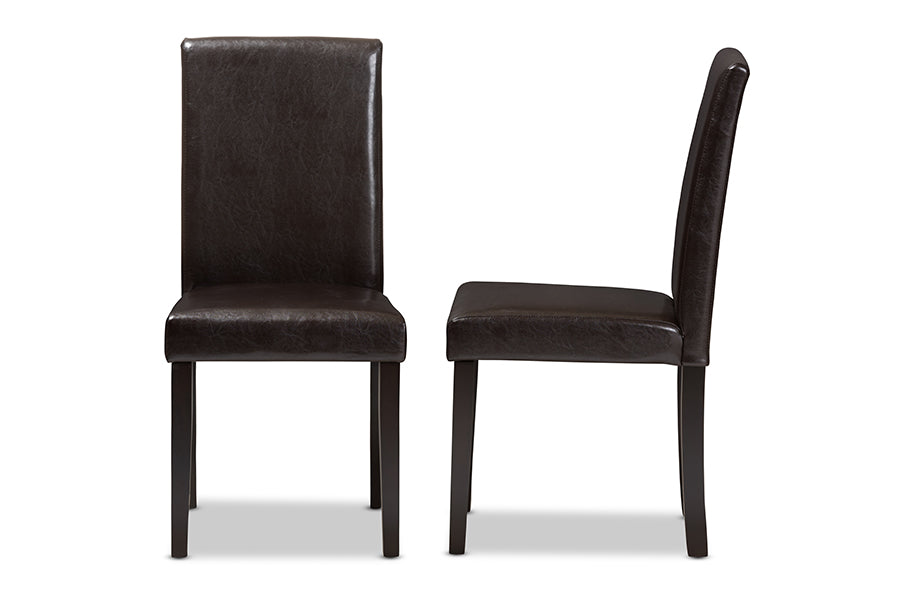 Baxton Studio Mia Modern and Contemporary Dark Brown Faux Leather Upholstered Dining Chair (Set of 2) | Dining Chairs | Modishstore - 6