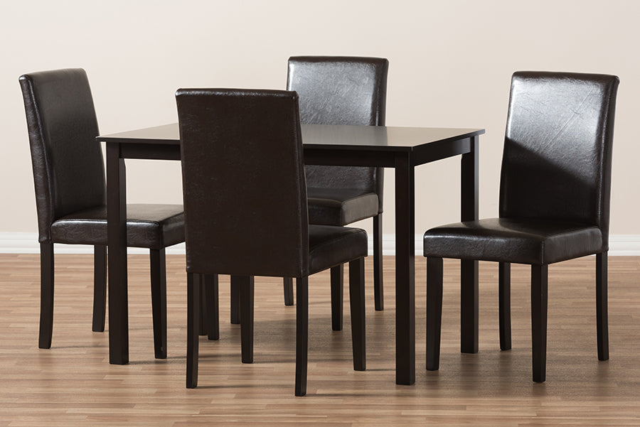 Baxton Studio Mia Modern and Contemporary Dark Brown Faux Leather Upholstered Dining Chair (Set of 2) | Dining Chairs | Modishstore - 2