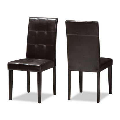 Baxton Studio Avery Modern and Contemporary Dark Brown Faux Leather Upholstered Dining Chair (Set of 2) | Dining Chairs | Modishstore