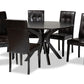 baxton studio marie modern and contemporary dark brown faux leather upholstered and dark brown finished wood 7 piece dining set | Modish Furniture Store-2