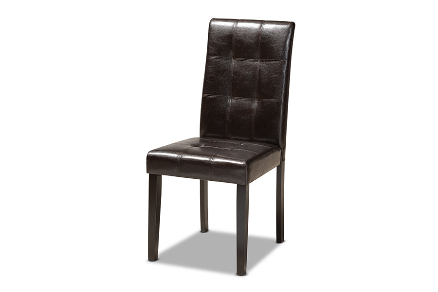 baxton studio vida modern and contemporary dark brown faux leather upholstered and dark brown finished wood 5 piece dining set | Modish Furniture Store-3