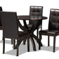 baxton studio elira modern and contemporary dark brown faux leather upholstered and dark brown finished wood 5 piece dining set | Modish Furniture Store-2