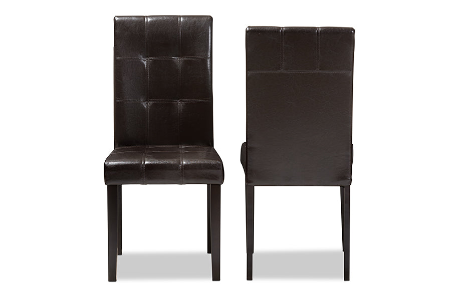 Baxton Studio Avery Modern and Contemporary Dark Brown Faux Leather Upholstered Dining Chair (Set of 2) | Dining Chairs | Modishstore - 6