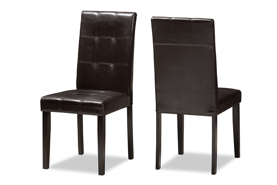 Baxton Studio Avery Modern and Contemporary Dark Brown Faux Leather Upholstered Dining Chair (Set of 2) | Dining Chairs | Modishstore - 7