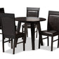baxton studio miya modern and contemporary dark brown faux leather upholstered and dark brown finished wood 5 piece dining set | Modish Furniture Store-2