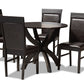baxton studio ancel modern and contemporary dark brown faux leather upholstered and dark brown finished wood 5 piece dining set | Modish Furniture Store-2