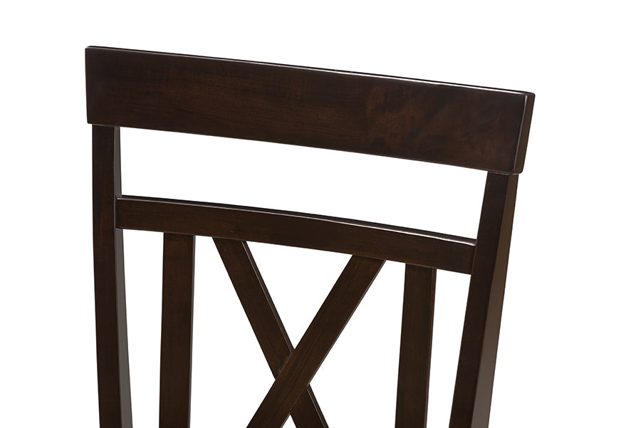 Baxton Studio Rosie Modern and Contemporary Dark Brown Faux Leather Upholstered Dining Chair (Set of 2) | Dining Chairs | Modishstore - 4