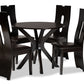 baxton studio cian modern and contemporary dark brown faux leather upholstered and dark brown finished wood 5 piece dining set | Modish Furniture Store-2