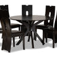 baxton studio kenyon modern and contemporary dark brown faux leather upholstered and dark brown finished wood 7 piece dining set | Modish Furniture Store-2