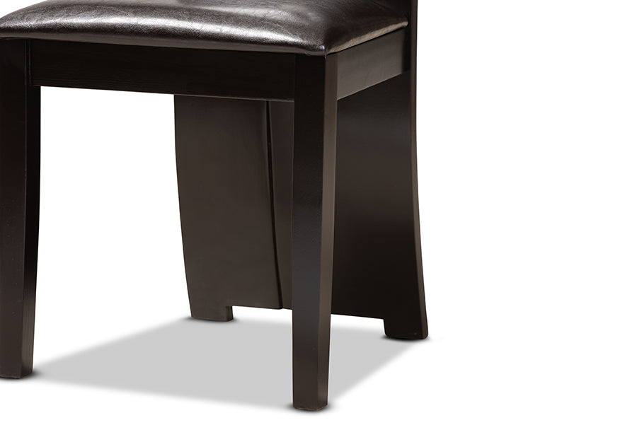 Baxton Studio Torin Modern and Contemporary Dark Brown Faux Leather Upholstered and Dark Brown Finished Wood 5-Piece Dining Set | Dining Sets | Modishstore - 4