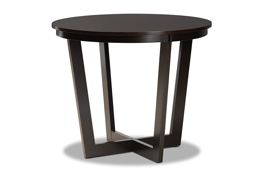 Baxton Studio Sorley Modern and Contemporary Dark Brown Faux Leather Upholstered and Dark Brown Finished Wood 5-Piece Dining Set | Dining Sets | Modishstore - 8