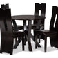 baxton studio senan modern and contemporary dark brown faux leather upholstered and dark brown finished wood 5 piece dining set | Modish Furniture Store-2