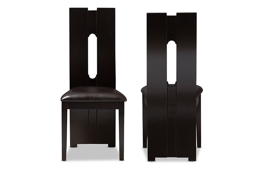 Baxton Studio Alani Modern and Contemporary Dark Brown Faux Leather Upholstered 5-Piece Dining Set | Dining Sets | Modishstore - 8