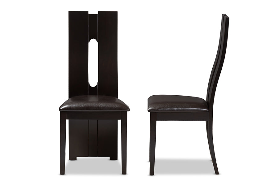 Baxton Studio Alani Modern and Contemporary Dark Brown Faux Leather Upholstered 5-Piece Dining Set | Dining Sets | Modishstore - 7