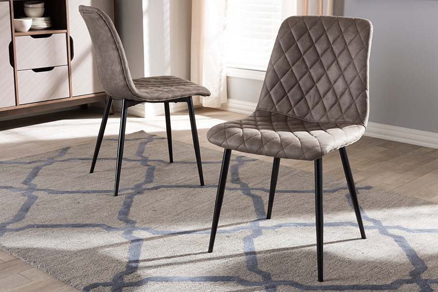 Baxton Studio Roberta Mid-Century Modern Light Brown Fabric Upholstered Shell Dining Chair (Set of 2) | Modishstore | Dining Chairs