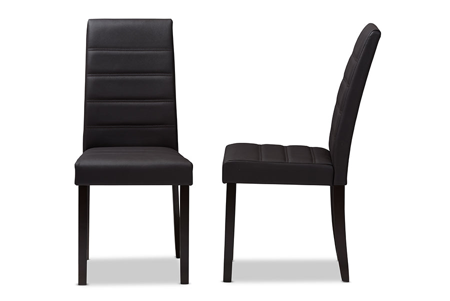 Baxton Studio Lorelle Modern and Contemporary Brown Faux Leather Upholstered 5-Piece Dining Set | Dining Sets | Modishstore - 9
