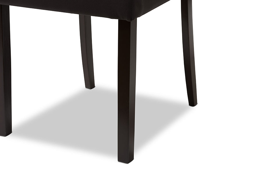 Baxton Studio Lorelle Modern and Contemporary Brown Faux Leather Upholstered 5-Piece Dining Set | Dining Sets | Modishstore - 6