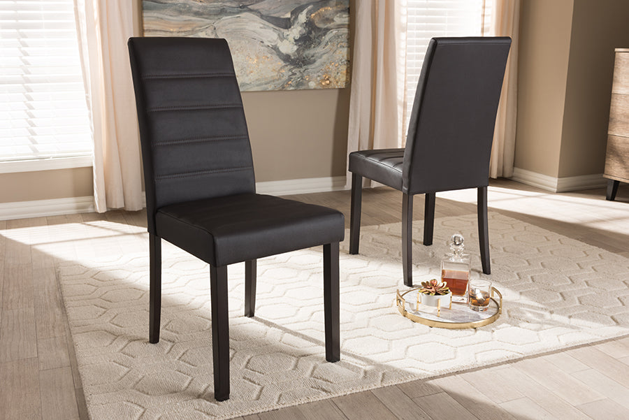 Baxton Studio Lorelle Modern and Contemporary Brown Faux Leather Upholstered 5-Piece Dining Set | Dining Sets | Modishstore - 3