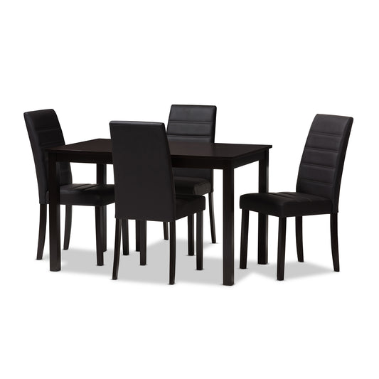 Baxton Studio Lorelle Modern and Contemporary Brown Faux Leather Upholstered 5-Piece Dining Set | Dining Sets | Modishstore