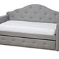 Baxton Studio Emilie Modern and Contemporary Grey Fabric Upholstered Daybed with Trundle | Daybeds | Modishstore - 6