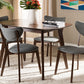 Baxton Studio Hadrea Mid-century Modern Walnut-Finished Dark Grey Fabric Upholstered 5-Piece Dining Set | Dining Sets | Modishstore - 2