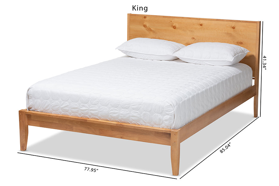 Baxton Studio Marana Modern and Rustic Natural Oak and Pine Finished Wood King Size Platform Bed | Beds | Modishstore - 5