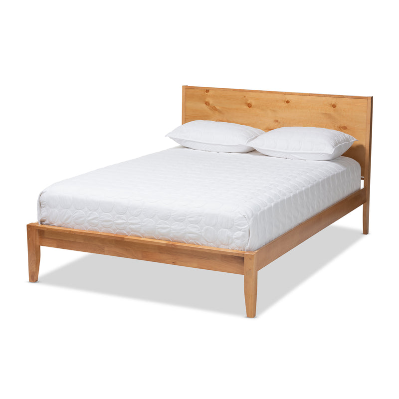 Baxton Studio Marana Modern and Rustic Natural Oak and Pine Finished Wood Queen Size Platform Bed | Beds | Modishstore