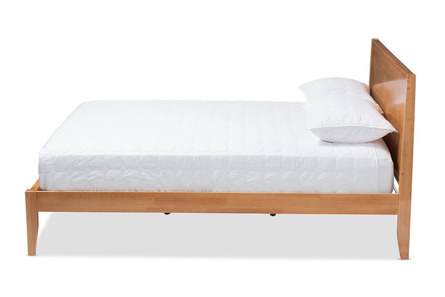 Baxton Studio Marana Modern and Rustic Natural Oak and Pine Finished Wood Full Size Platform Bed | Beds | Modishstore - 3
