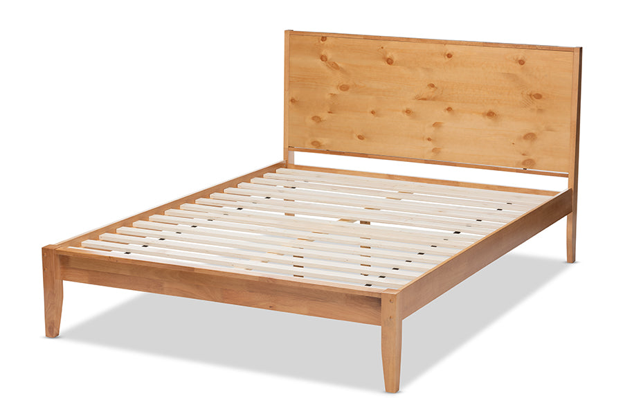 Baxton Studio Marana Modern and Rustic Natural Oak and Pine Finished Wood King Size Platform Bed | Beds | Modishstore - 4
