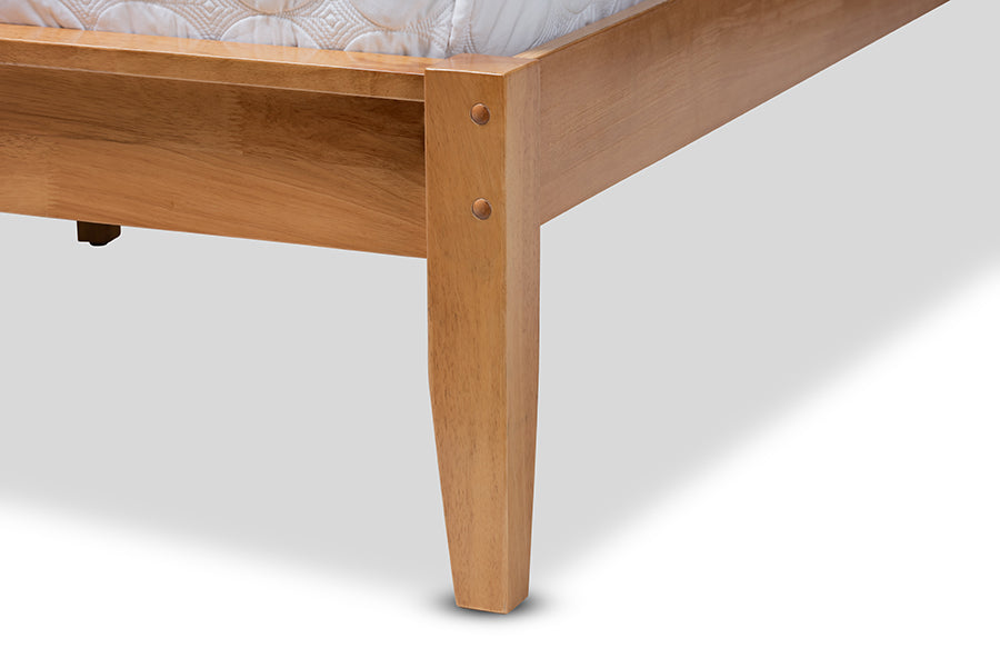 Baxton Studio Marana Modern and Rustic Natural Oak and Pine Finished Wood Queen Size Platform Bed | Beds | Modishstore - 5