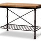 Baxton Studio Perin Vintage Rustic Industrial Style Wood and Bronze-Finished Steel Multipurpose Kitchen Island Table | Modishstore | Desks-2