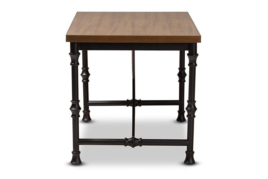 Baxton Studio Verdin Vintage Rustic Industrial Style Wood and Dark Bronze-finished Criss Cross Desk | Modishstore | Desks-4