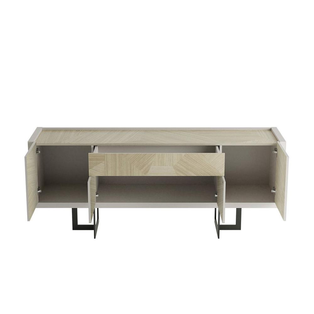 Celine 70.86 Buffet Stand with Push to Open Doors and Steel Legs in Off White and Nude Mosaic Wood By Manhattan Comfort | Sideboards | Modishstore - 4