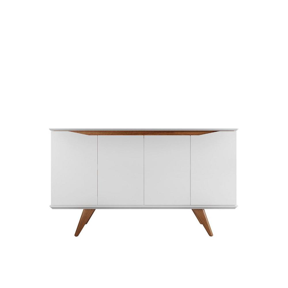 Tudor 53.15 Sideboard with 4 Shelves in White Matte and Maple Cream By Manhattan Comfort | Sideboards | Modishstore - 2
