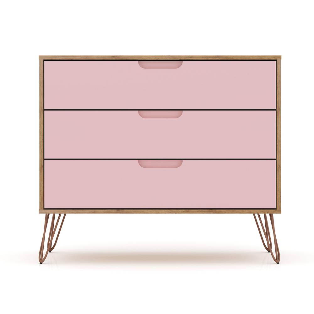 Rockefeller Dresser in Nature and Rose Pink By Manhattan Comfort | Dressers | Modishstore - 2