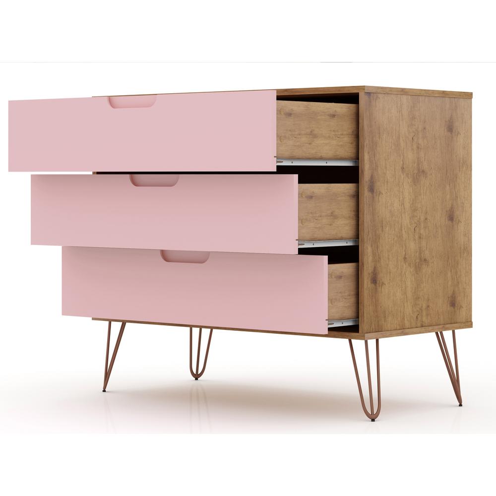 Rockefeller Dresser in Nature and Rose Pink By Manhattan Comfort | Dressers | Modishstore - 4