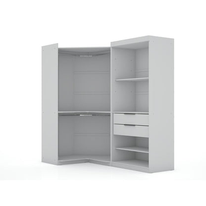 Mulberry Open 2 Sectional Corner Closet - Set of 2 in White By Manhattan Comfort | Armoires & Wardrobes | Modishstore - 2