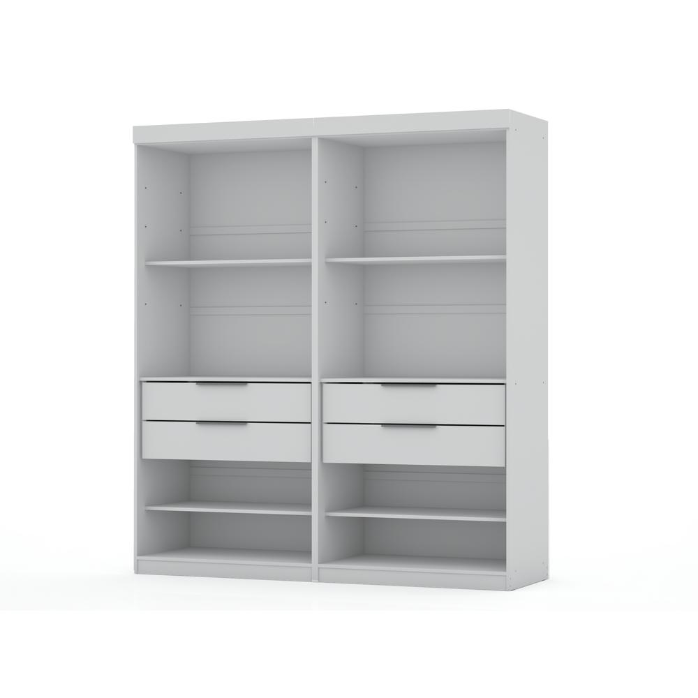 Mulberry Open 2 Sectional Closet - Set of 2 in White By Manhattan Comfort | Armoires & Wardrobes | Modishstore - 2