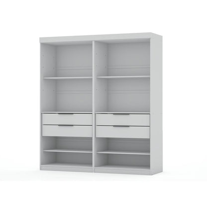Mulberry Open 2 Sectional Closet - Set of 2 in White By Manhattan Comfort | Armoires & Wardrobes | Modishstore - 2