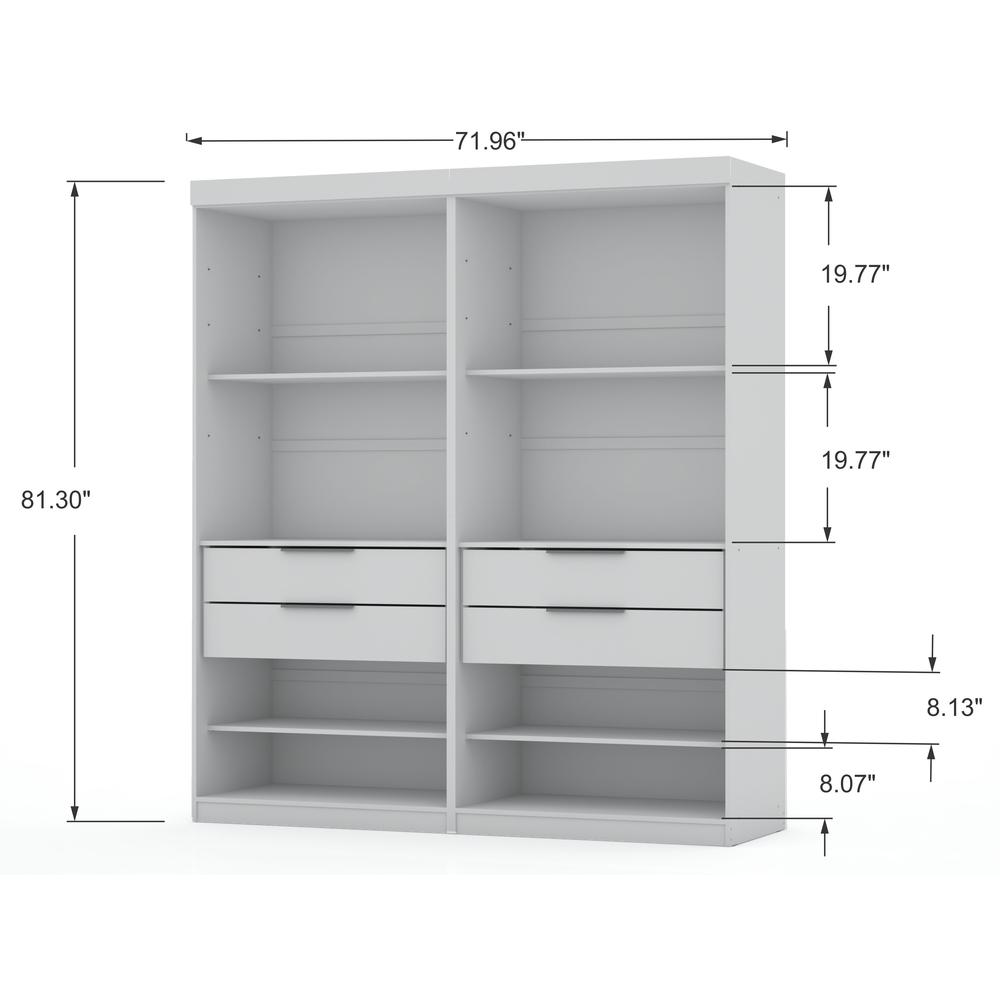 Mulberry Open 2 Sectional Closet - Set of 2 in White By Manhattan Comfort | Armoires & Wardrobes | Modishstore - 3
