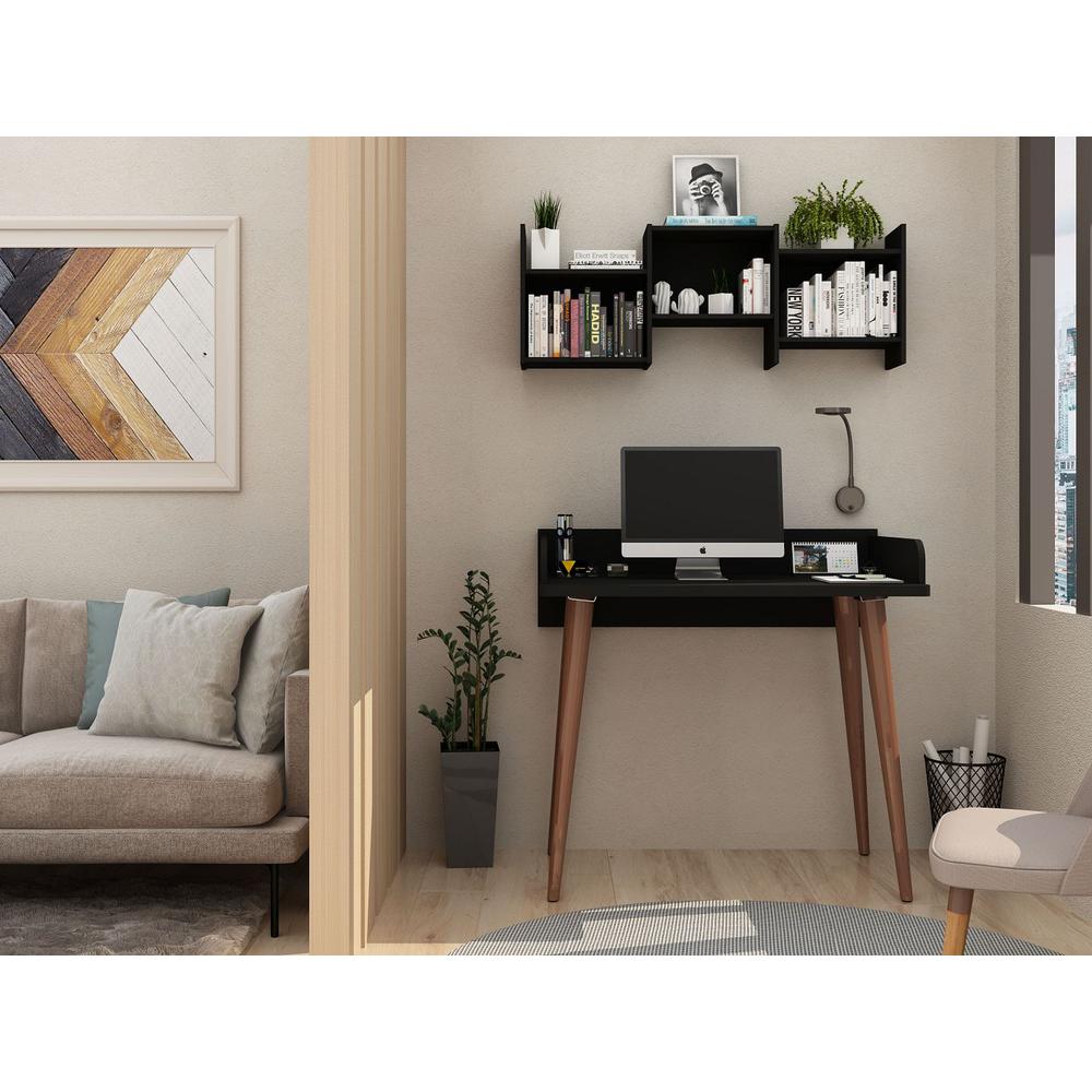 Hampton 35.43 Home Office Desk in White By Manhattan Comfort | Desks | Modishstore - 12