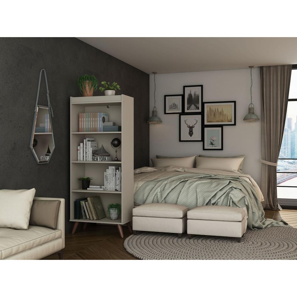 Hampton 4-Tier Bookcase in White By Manhattan Comfort | Bookcases | Modishstore - 7