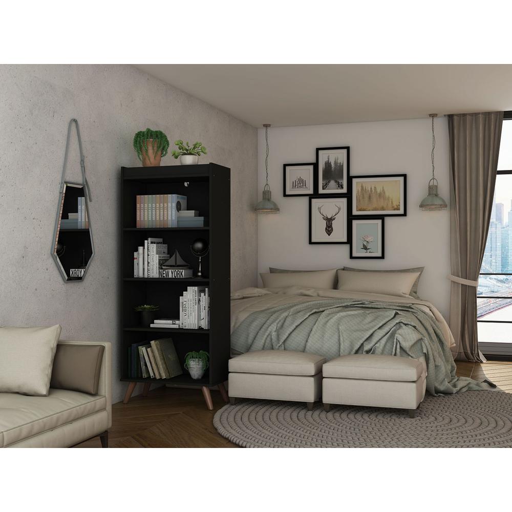 Hampton 4-Tier Bookcase in White By Manhattan Comfort | Bookcases | Modishstore - 12